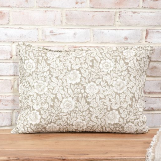 Beige Floral + Leaf Pillow
